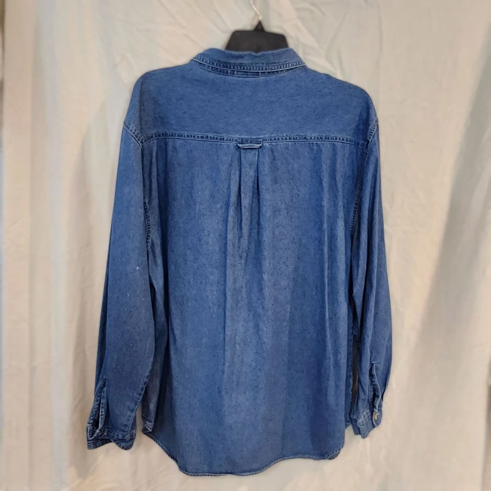 Camisa vaquera vintage para mujer años 90 Y2K bordada pájaro otoño chaqueta cardinal XXL 1X Foto 2 de 4