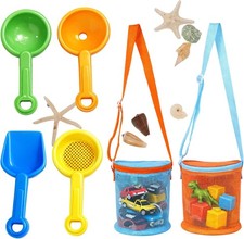 Shell Bags Beach Six Piece Shell Collecting Bag Set W/ Polyester Mesh Sandbox