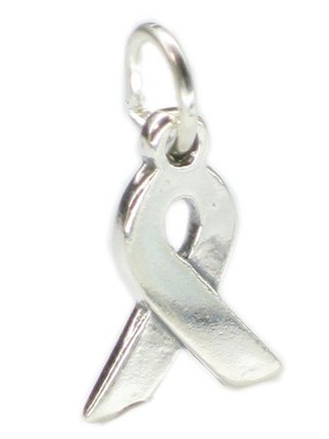 Awareness plain ribbon sterling silver charm .925 x 1 Charity ribbons.