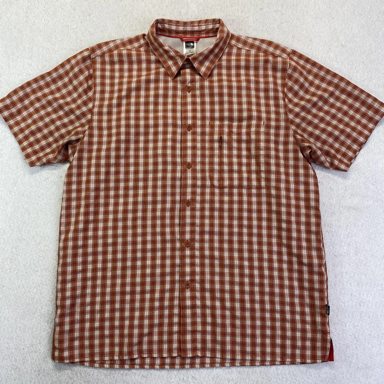 The North Face Shirt Mens Large Plaid Short Sleeve Button Front Hiking AJED