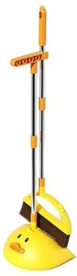 Cute Duck Cleaning Broom and Dustpan Set with Long Handle Stand Up Broom and ...