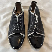 AGL Attilio Giusti Leombruni Sneakers Black Leather White Trim Women Size 9 39.5