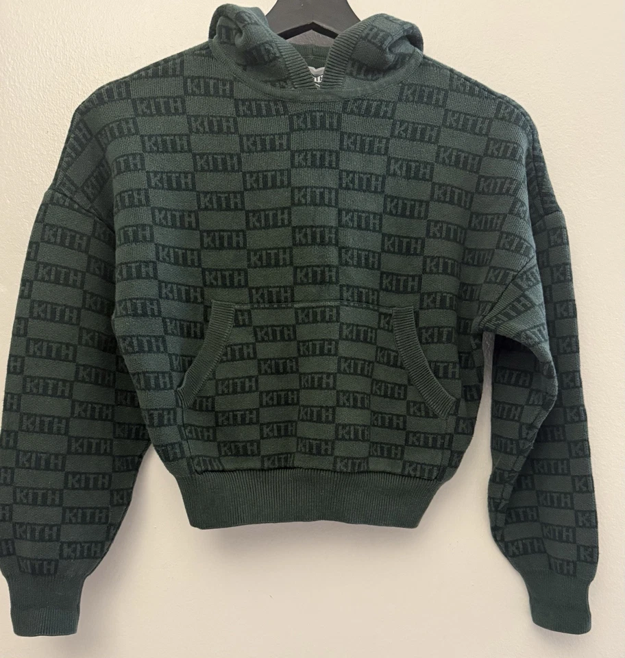 KITH Niños Verde Tejido Monograma Mezcla de Algodón Sudadera con Capucha + Pantalones deportivos Talla 8Y Foto 2 de 4