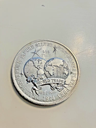 1974 International World Trade Silver Unit 1 Oz .999 Silver Bullion Round Lot A