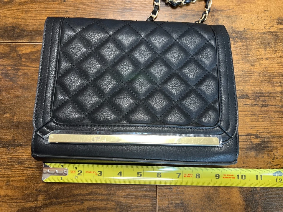 Mossimo Acolchado Negro Imitación Cuero Metal Correa para el Hombro/Cross, Nuevo sin Etiquetas. Foto 4 de 4