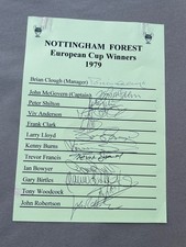 Nottingham Forest SIGNED Display - NFFC -  1979 European Cup - Brian Clough - B