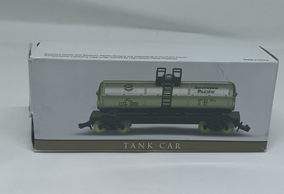 #ad Southern Pacific N Gauge Tank Car Silver Black Plastic Transportation Model $5.25