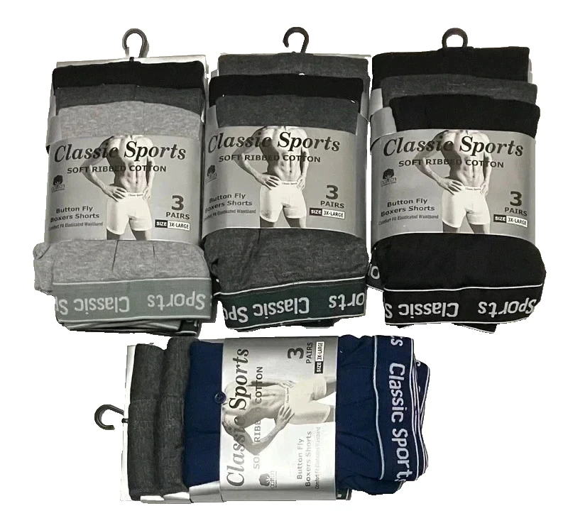 6,12,PAIRS men big size button fly elasticated waistband boxers size-3XL,4XL,5XL