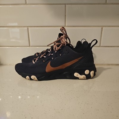 Nike React Element 55 Shoes Womens Size 8 Black Bronze Mesh Sneakers CT1186-001