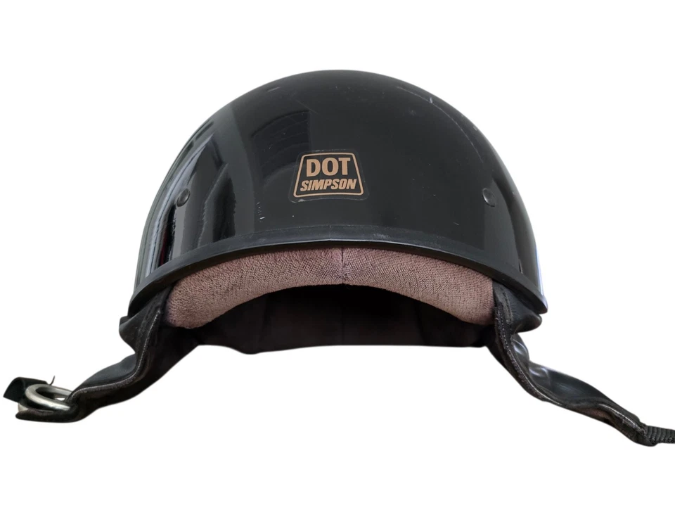Harley Davidson Simpson Motorcycle Helmet Size Medium Shorty Black  - Image 3 of 4