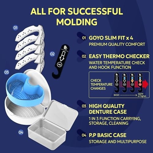 Custom Fit Mouth Guard for Teeth Grinding - Dental Night Guard with Case (4 Pack