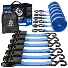 Cartman 1 x 15' Ratchet Tie Down up to 1500lbs 6pk in Carry Bag, Cargo Straps
