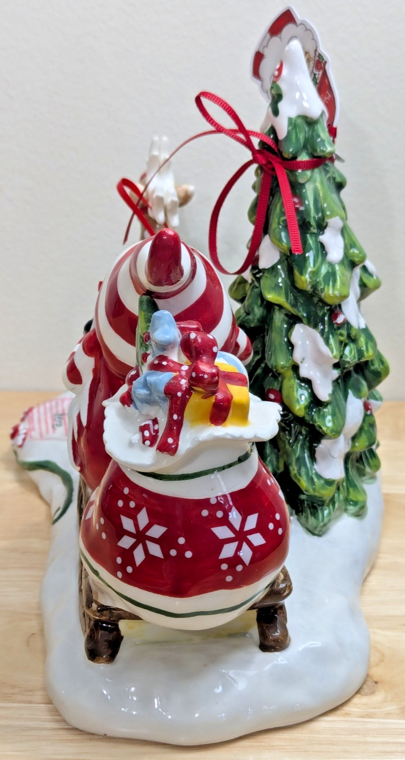 NEW RARE Blue Sky Clayworks “GNOMEVILLE SHOPPING” Gnome Tea Light Holder NWT