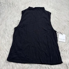 NWT Bella Dahl Women's S Black Textured Mock Neck Sleeveless Blouse Minimalist