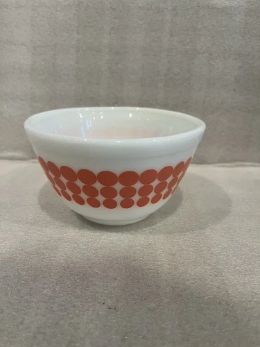 Vintage Pyrex 1.5 Pt Orange Polka Dot Mixing Nesting Bowl 401 USA Ovenware Retro