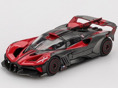 BUGATTI BOLIDE RED & CARBON FIBER 1/64 DIECAST MODEL CAR BY MINI GT MGT01105