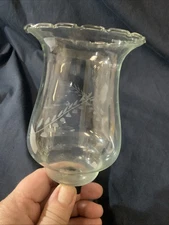 Homco Etched Wheat Tall Clear Peg Votive Cup Candle Holder