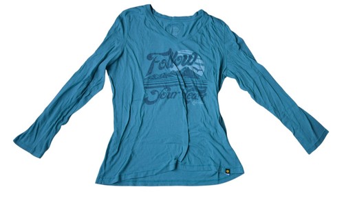 Life Is Good Shirt "Herz" 100% Baumwolle Oberteil Damen Gr. Large Grün Langarm