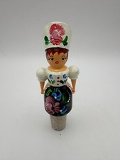Vtg Folk Art Wood Wooden Bottle Stopper Hand-painted 4.5" long; Germany/Hungary