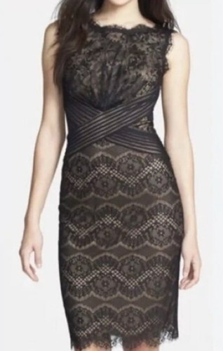 Tadashi Shoji Damen Chantilly Spitze Etuikleid Abend Größe 6P