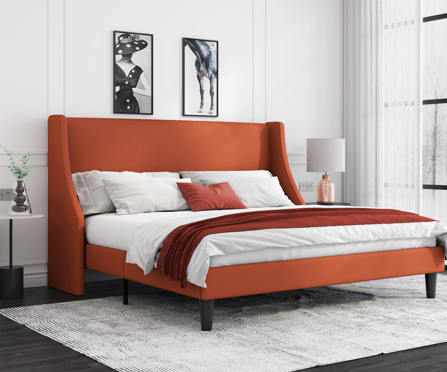 With Deluxe Wingback, Burnt Orange