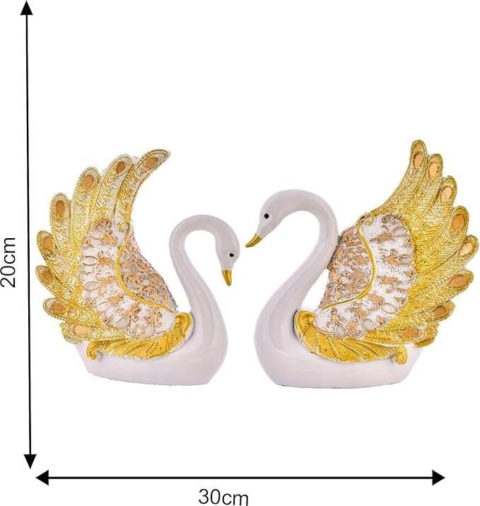 Par de cisnes diseño pluma pieza de exhibición para decoración del hogar sala de estar Foto 3 de 3