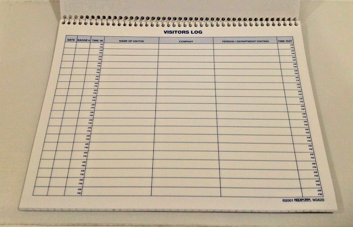 Visitors Log Book Rediform - 1000 Entry 11x8.5 Inches Wire Bound Guest ...