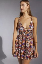 Urban Outfitters Dress Mini Naomi Strappy Floral Whimsy Fairy Grunge Boho Sz M