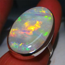 Fine Silver Plated Ring Women Jewelry Oval Cut Fire Opal Wedding Ring Sz 6-10