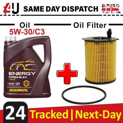 CAR SERVICE ENGINE OIL 5W-30 5L  FILTER FOR Citroen Berlingo C3 C4 DS3 DS4 Jumpy