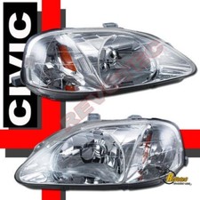 1 Pair Oe Style Chrome Housing Headlights For 1999-2000 Honda Civic