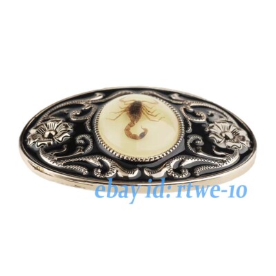 Fibbia per cintura Scorpion Real Hecho en Mexico Western Cowboy Cowgirl Metal Fashion - Italia