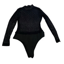 Women s Unbranded Size Medium Black Embellished Nylon Bodysuit Stretch