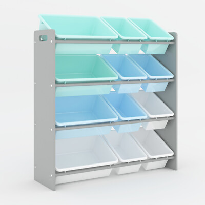 Kids Storage Wooden Unit Children's Bookshelf Toy Box 12 Cube - Main Image