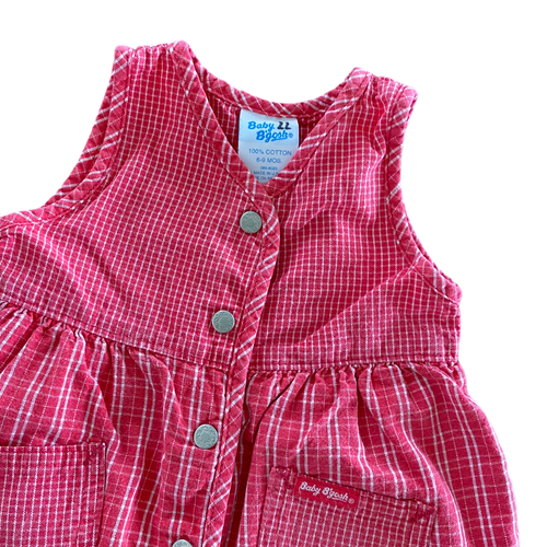 Vintage OshKosh Baby B'Gosh Pink Pink Plaid One Piece Outfit Romper Sz 6-9 month - Picture 4 of 7