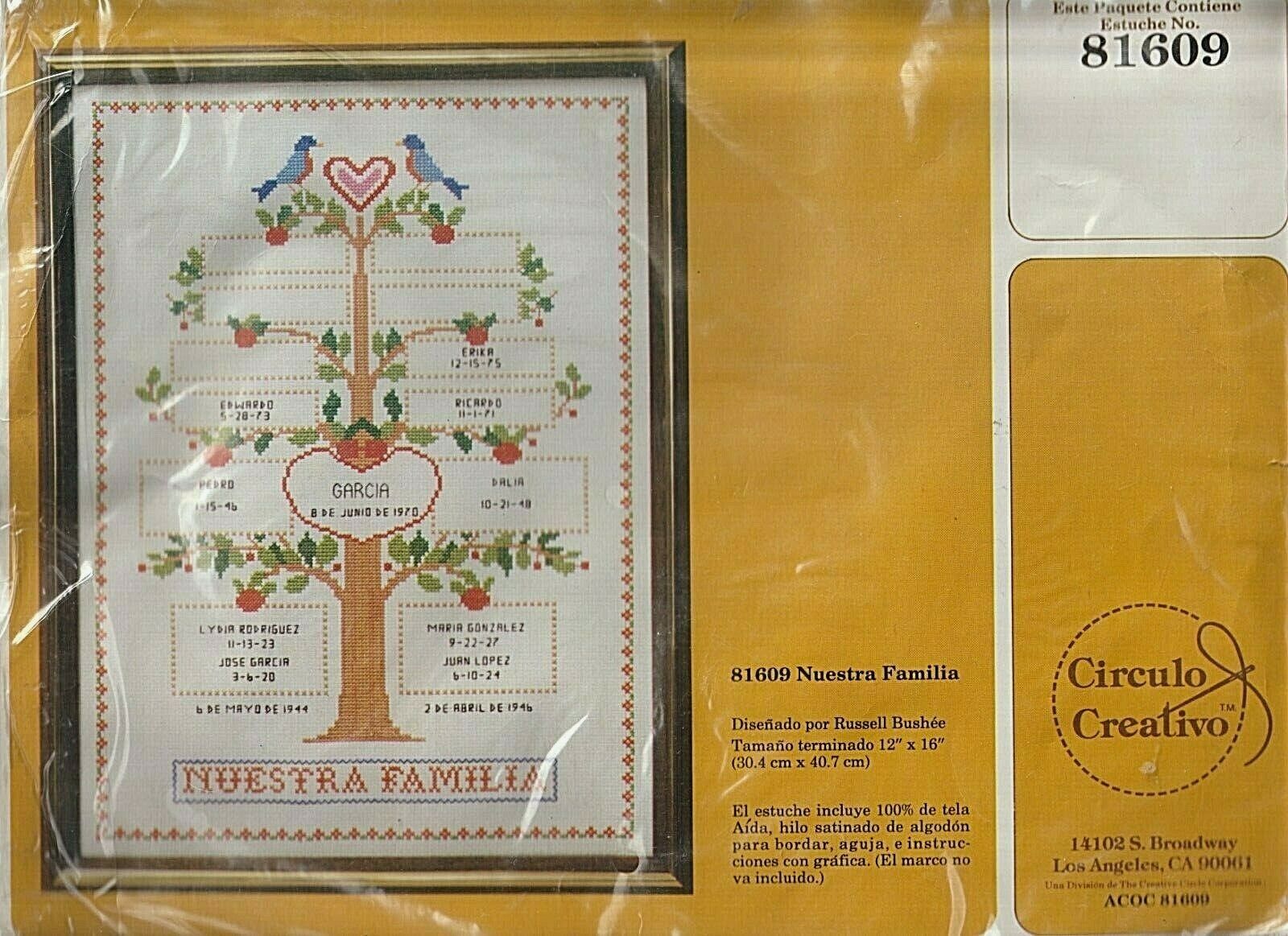 NUESTRA FAMILIA - Family Tree - Vintage CROSS STITCH KIT by CREATIVE  CIRCLE