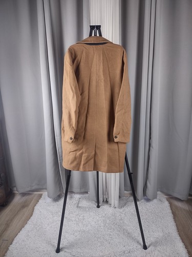 Urban Outfitters Men's Wool Blend Brown 3 Button 2 Pocket Trench Coat Size Large - Picture 3 of 15