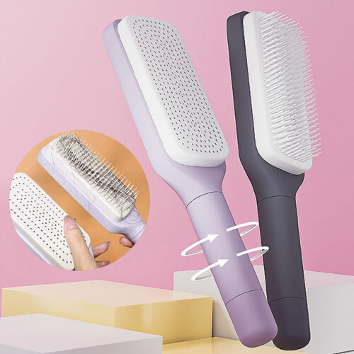 One Key Self-Cleaning Hair Brush 3D Air Cushion Scalp Massage Comb Anti-StatSL - Photo 1/14