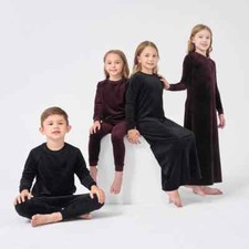 Velour Raglan Fall Winter Family Matching Set Dress and Romper Kids Boys Girls