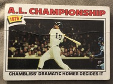 1977 Topps A.L. Championship Chris Chambliss #276 Yankees HOF Low-Grade Poor