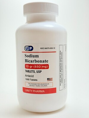 Sodium Bicarbonate  10gr 650mg Antacid Tablet - 1000 Count- Exp 09/2026