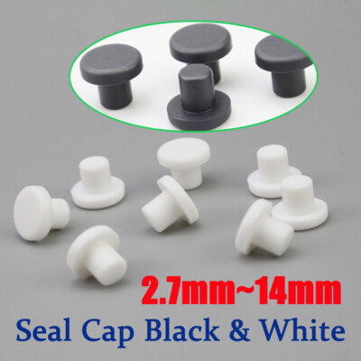Solid Silicone Rubber Hole Plug T Type Seal Cap Furniture Dustproof Black &White