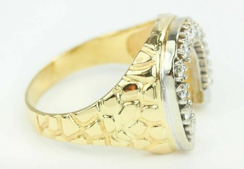 2 Ct Simulated Diamond Men's Horseshoe Engagement Ring In 14K Yellow Gold Finish - Picture 3 of 9