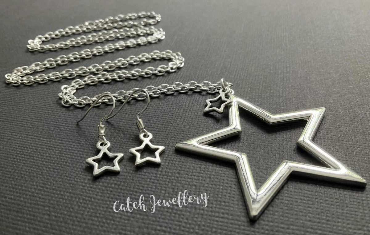 Silver Chain Necklet of Gold Stars