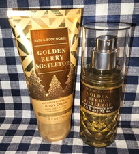 2 Piece NEW Golden Berry Mistletoe Mist Cream TRAVEL Set Bath  Body Works