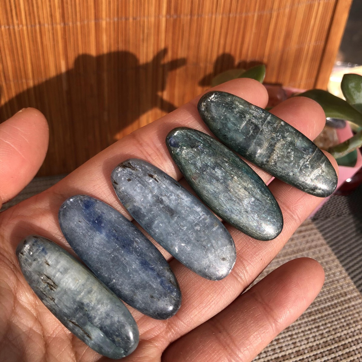 5pcs Top Natural Blue Kyanite Crystal gemstone slice specimens 59g