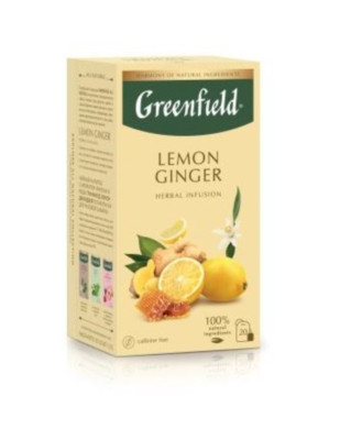 Tee Greenfield natural LEMON  GINGER | 20 teebeutel | green tea | Grüner Tee mit