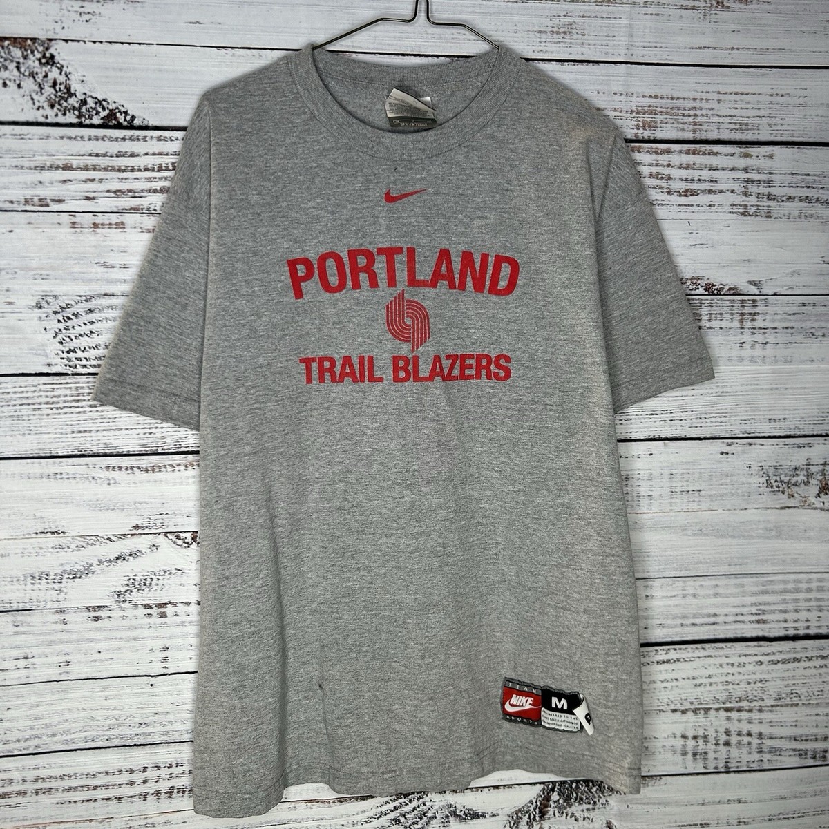 Vintage Portland Trail Blazers NBA Rewind Center Swoosh Graphic T
