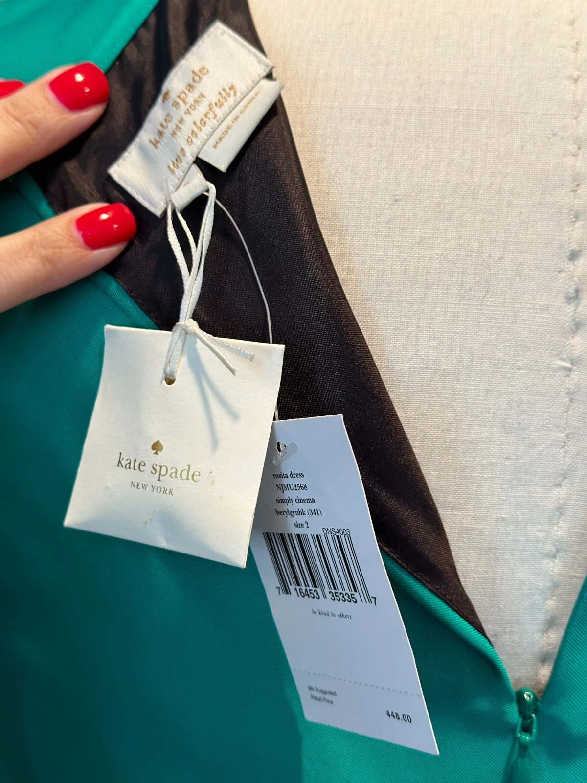 Abito Kate Spade New York Simply Cinema Rosita Taglia 2 Nuovo con etichette Rt $448