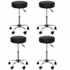 4PCS Adjustable Rolling Stool Hydraulic Swivel Salon Stool Office Spa Chair Blac